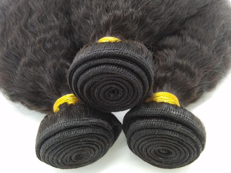 Kinky Straight Machine Weft Hair Extensions