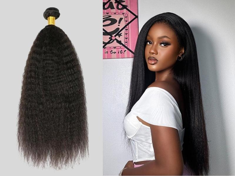 Kinky Straight Machine Weft Hair Extensions