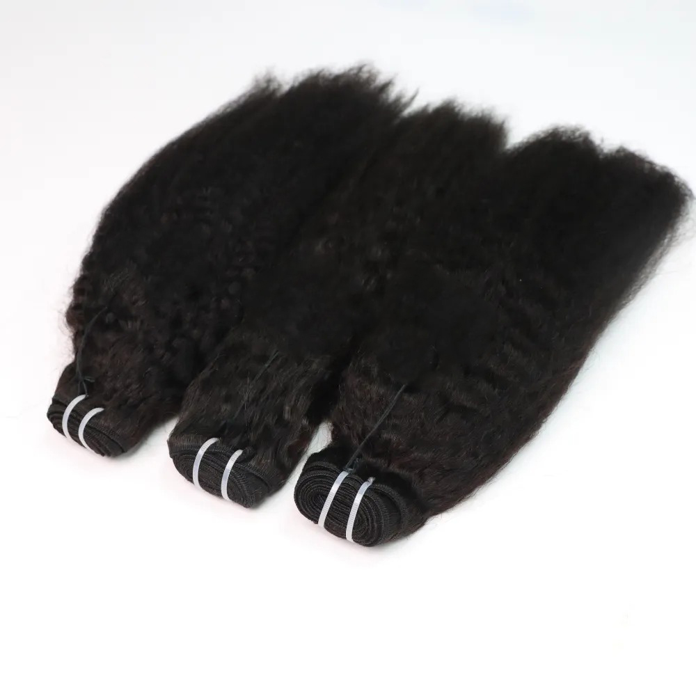 Kinky Straight Machine Weft Hair Extensions