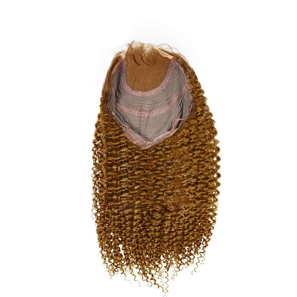 Deep Curly Light Brown Lace Closure Wig