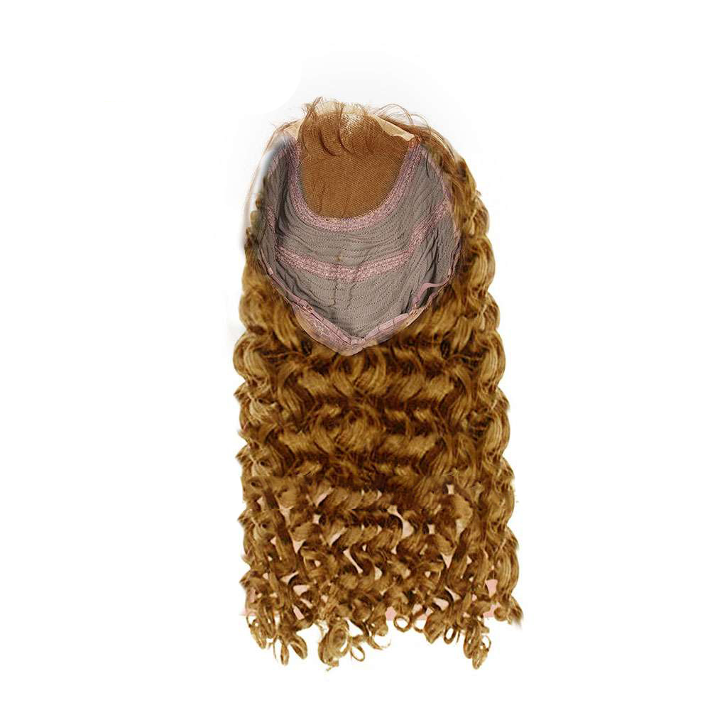 Loose Curly Light Brown Lace Closure Wig