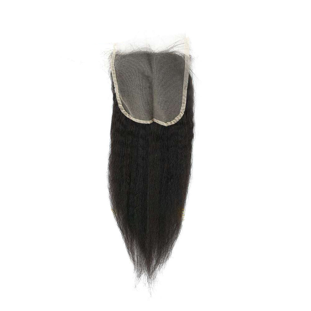 Kinky Straight Black Lace Closure Wig