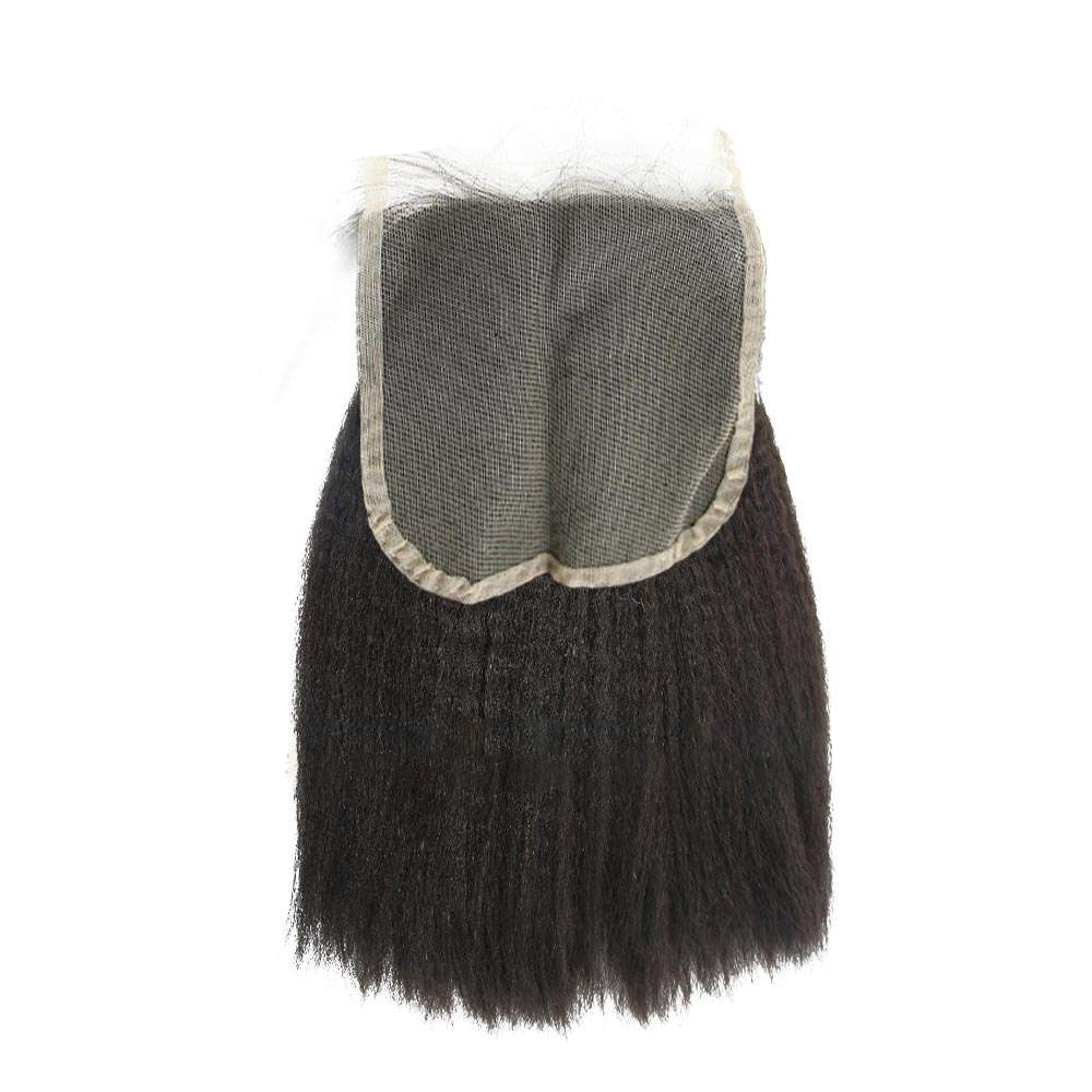 Kinky Straight Dark Brown Lace Closure Wig