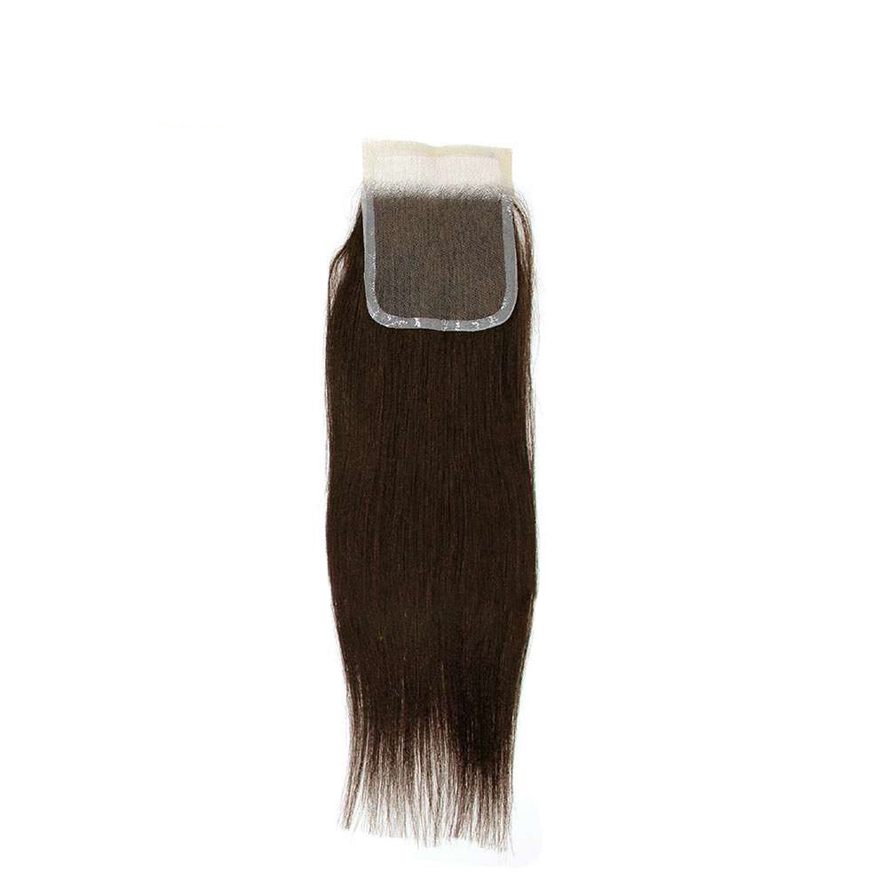 Yaki Straight Dark Brown Lace Closure Wig